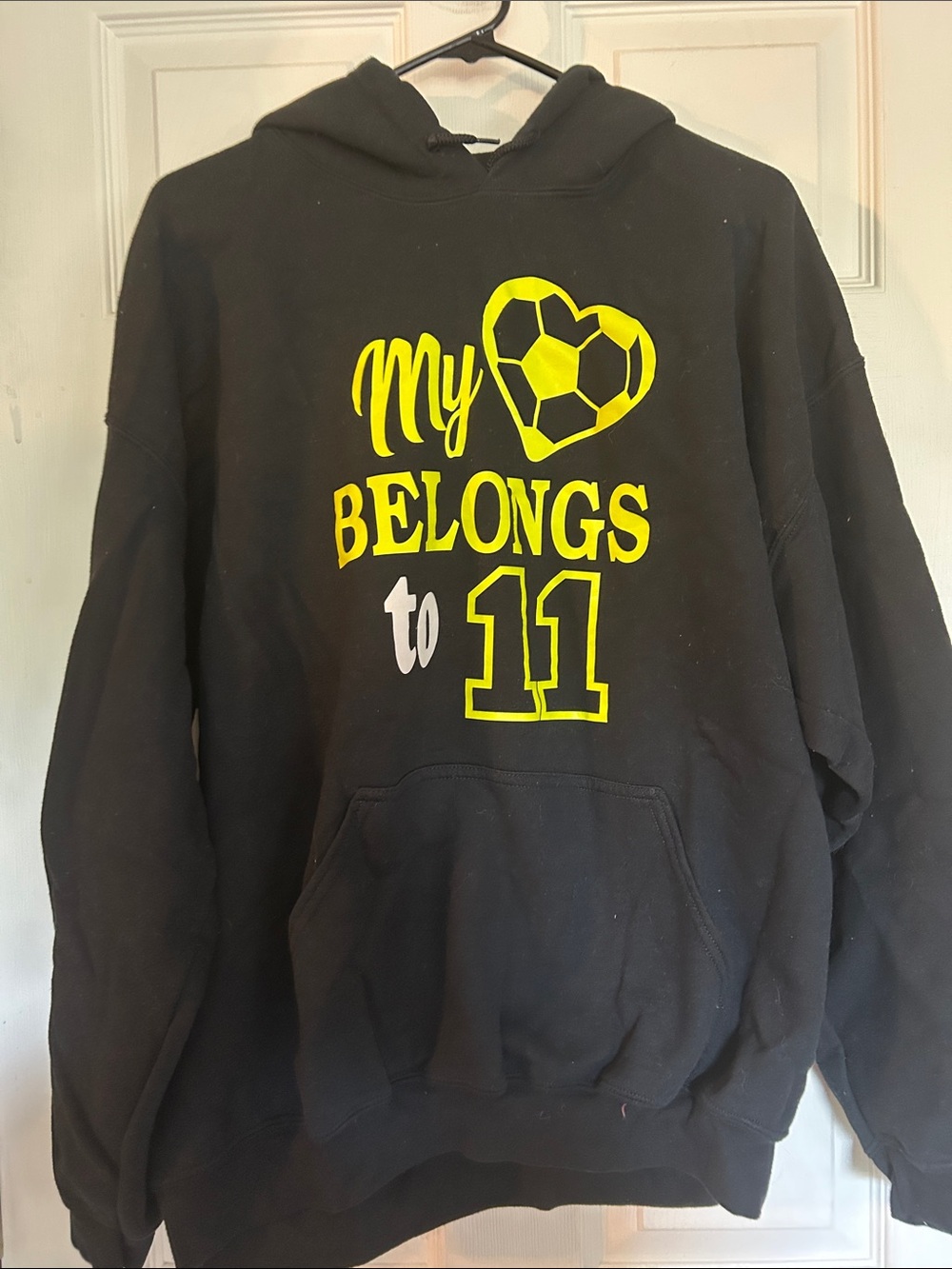 Black Hoodie "My Heart Belongs to 11" Soccer Mom Sweatshirt